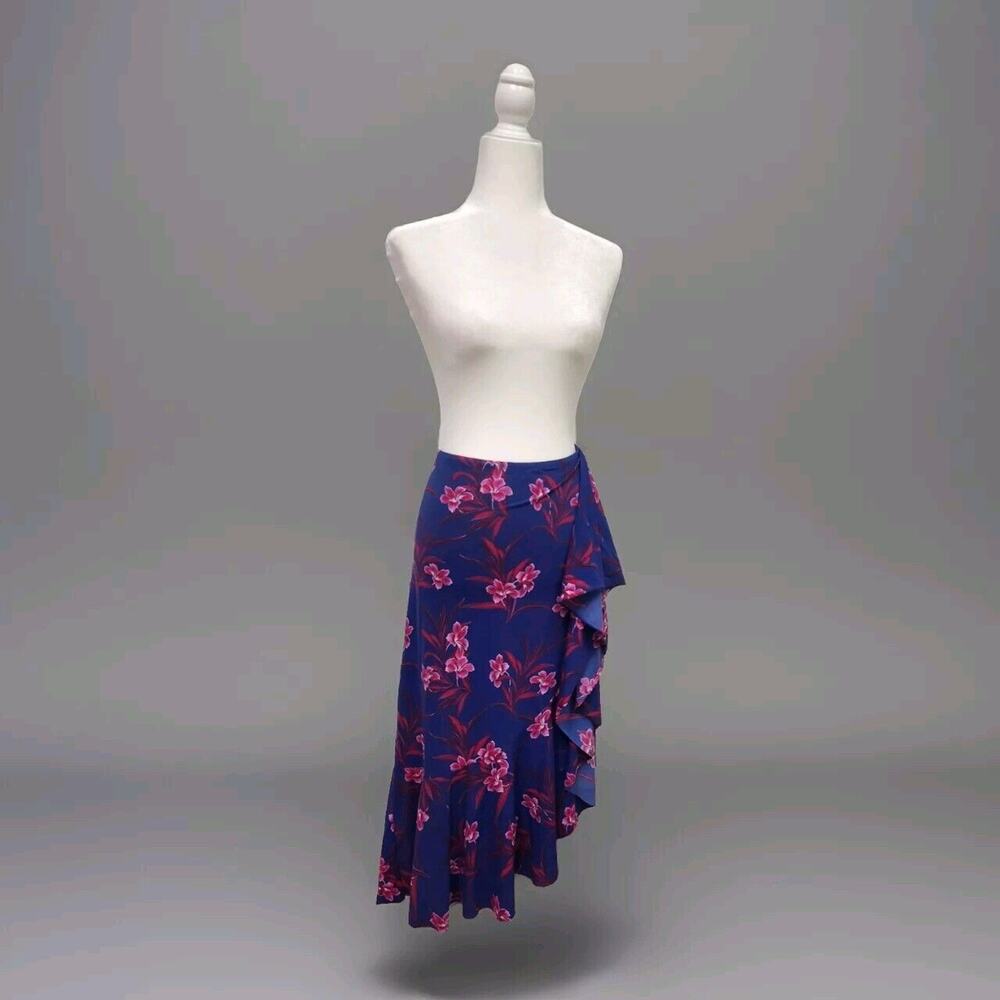 Tommy Bahama Oasis Blossoms Flounce Skirt Cover-Up Floral Blue Ruffle Large - Picture 5 of 9